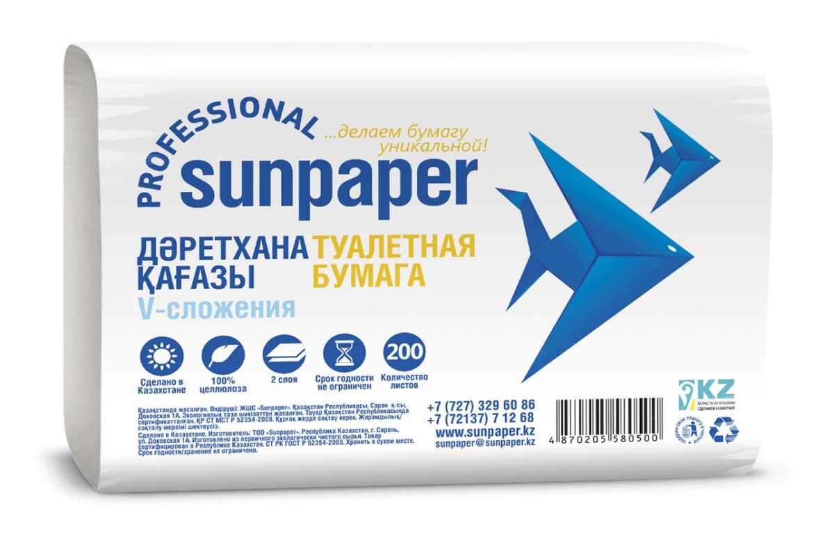 Туалетная бумага «SUNPAPER PROFESSIONAL» ЛИСТОВАЯ